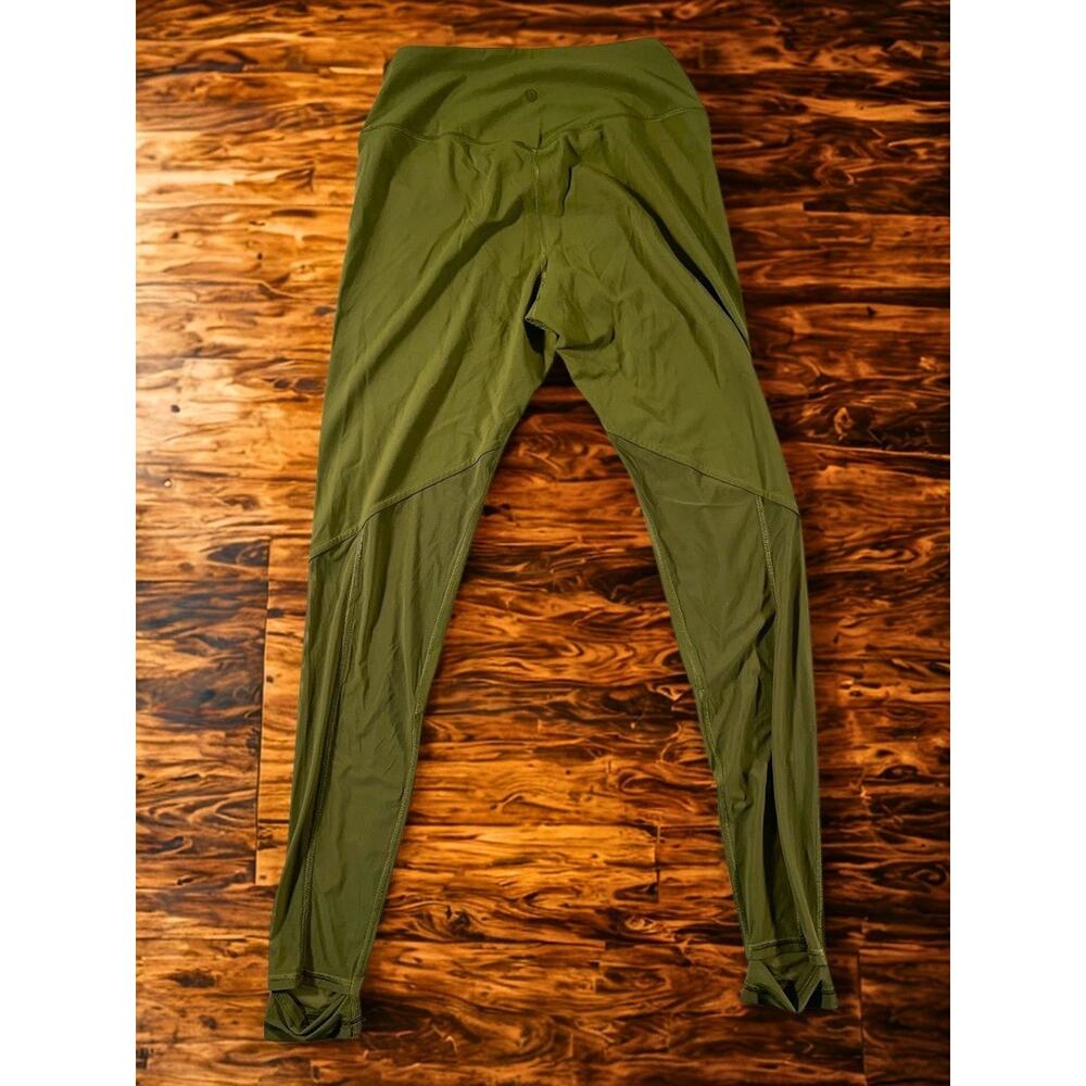 Lululemon Nulu Crisscross Mesh Stirrup Tight Green Leggings Sz 10 LW5ERXS - Picture 8 of 12